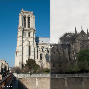 Seitenansicht: Notre-Dame vor und nach dem Brand