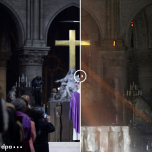 Innenraum: Notre-Dame vor und nach dem Brand