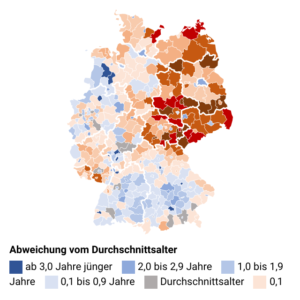 Durchschnittsalter der Bevölkerung (Karte, 2021)