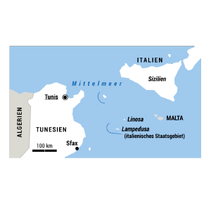 Bootsmigranten auf Lampedusa