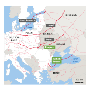 Die wichtigsten Gaspipelines von Russland nach Europa