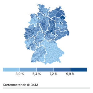 Arbeitslosenquoten (Kreise, Mai 2025)
