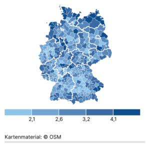 Übernachtungsdauer von Touristen (Karte, 2024)
