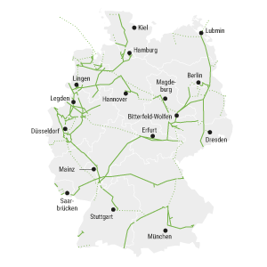 Geplantes Wasserstoffnetz