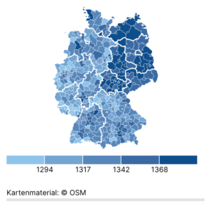 Geleistete Arbeitszeit (Karte, 2023)