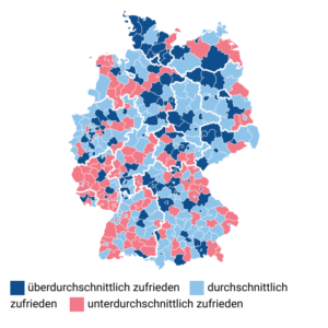 Zufriedenheit mit der Internet-Geschwindigkeit (Karte, 2023)